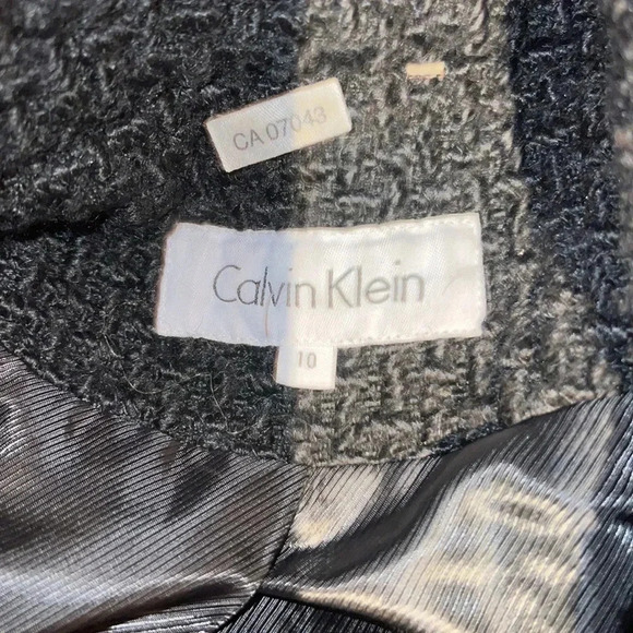Calvin Klein  black tweed Wool Pea Coat Sz 10 - Picture 7 of 17